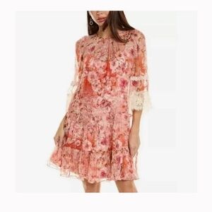 Johnny Was Pink Floral Long Sleeve Dress